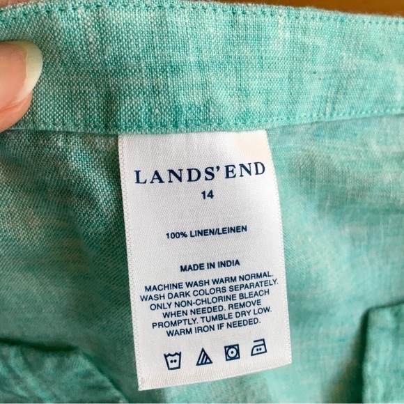 Lands’ End 100% Linen Tunic, Aqua Blue, Size 14 - Picture 4 of 17